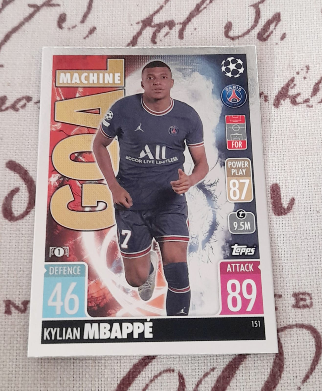 100 Colección Carta Kylian Mbappe Psg Goal Machine Topps 21 22