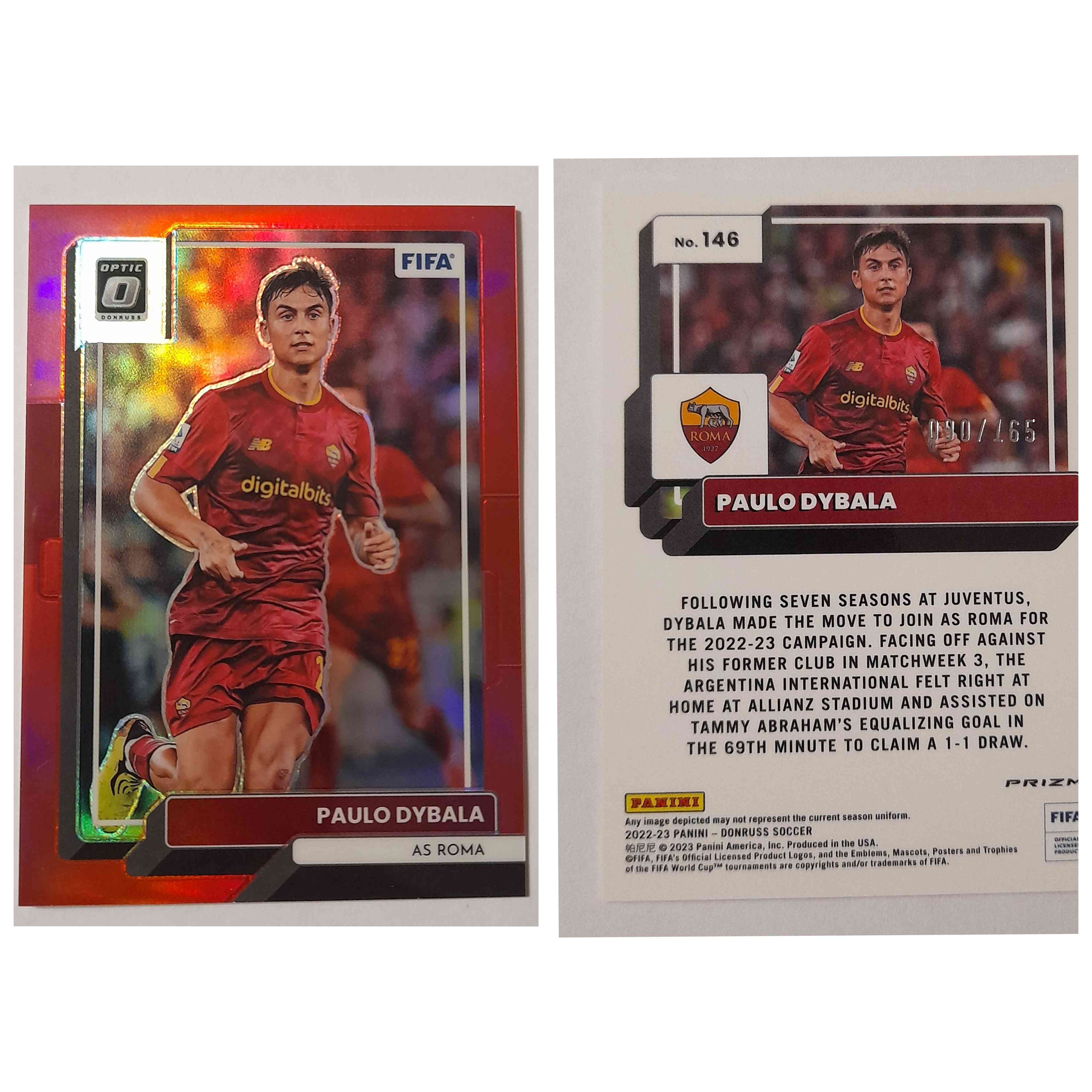 Carta Paulo Dybala Roma Donruss Panini 90/165